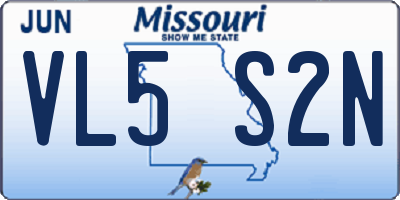 MO license plate VL5S2N