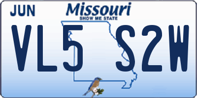 MO license plate VL5S2W