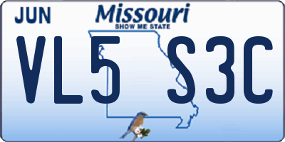 MO license plate VL5S3C