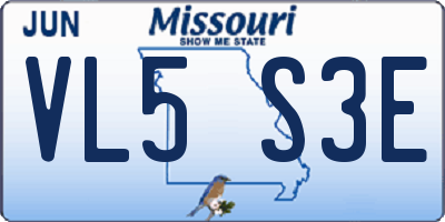 MO license plate VL5S3E