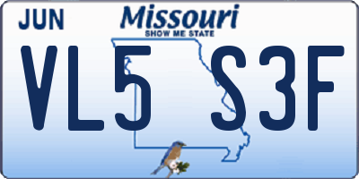 MO license plate VL5S3F