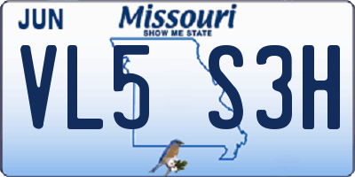 MO license plate VL5S3H