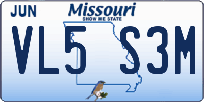 MO license plate VL5S3M