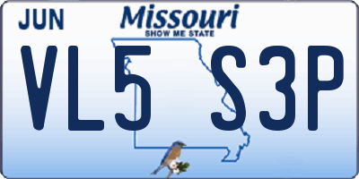 MO license plate VL5S3P