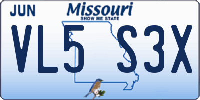 MO license plate VL5S3X