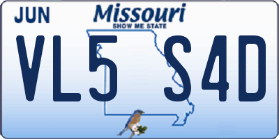 MO license plate VL5S4D