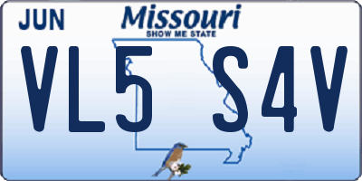 MO license plate VL5S4V