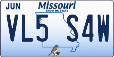 MO license plate VL5S4W