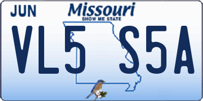 MO license plate VL5S5A