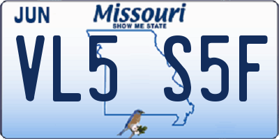 MO license plate VL5S5F