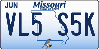 MO license plate VL5S5K