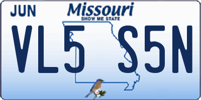 MO license plate VL5S5N
