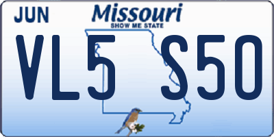 MO license plate VL5S5O