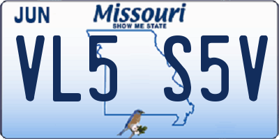 MO license plate VL5S5V