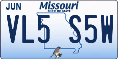 MO license plate VL5S5W