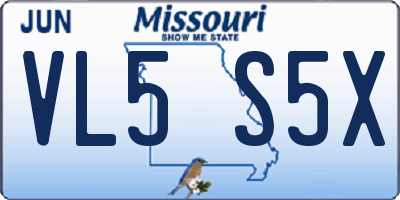 MO license plate VL5S5X