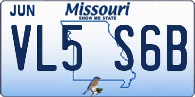 MO license plate VL5S6B