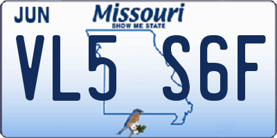 MO license plate VL5S6F