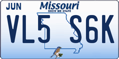 MO license plate VL5S6K