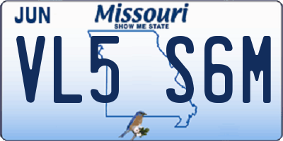 MO license plate VL5S6M