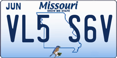 MO license plate VL5S6V