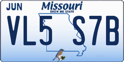 MO license plate VL5S7B