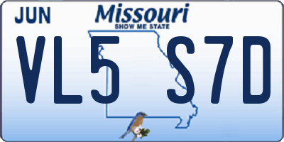 MO license plate VL5S7D