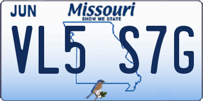 MO license plate VL5S7G