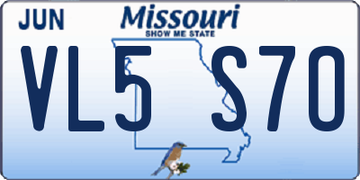 MO license plate VL5S7O