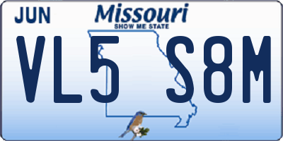 MO license plate VL5S8M