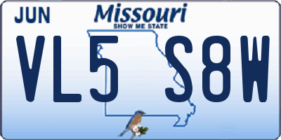 MO license plate VL5S8W