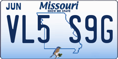 MO license plate VL5S9G