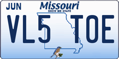 MO license plate VL5T0E