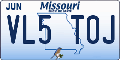 MO license plate VL5T0J
