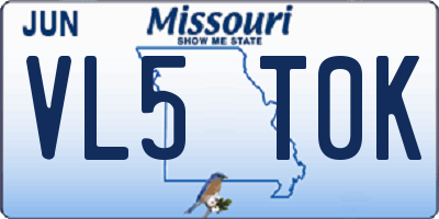 MO license plate VL5T0K