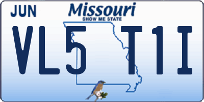 MO license plate VL5T1I