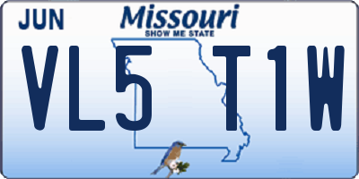 MO license plate VL5T1W