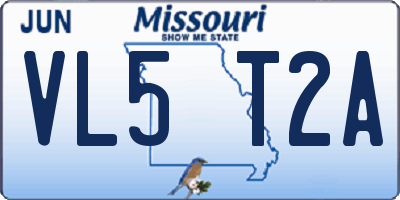 MO license plate VL5T2A