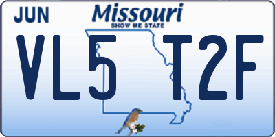 MO license plate VL5T2F