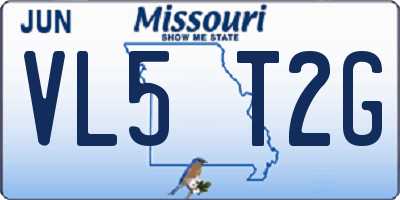 MO license plate VL5T2G