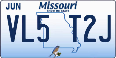 MO license plate VL5T2J