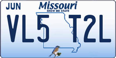 MO license plate VL5T2L