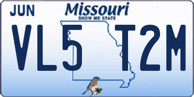 MO license plate VL5T2M