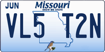 MO license plate VL5T2N