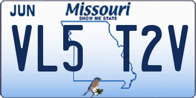 MO license plate VL5T2V