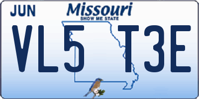 MO license plate VL5T3E