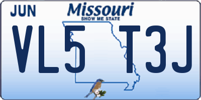 MO license plate VL5T3J