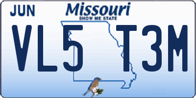 MO license plate VL5T3M