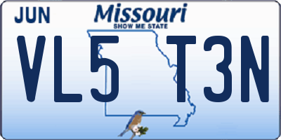 MO license plate VL5T3N