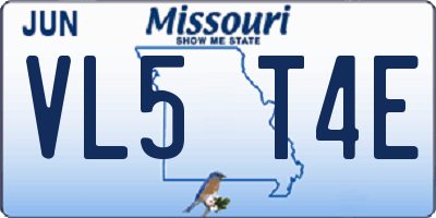 MO license plate VL5T4E